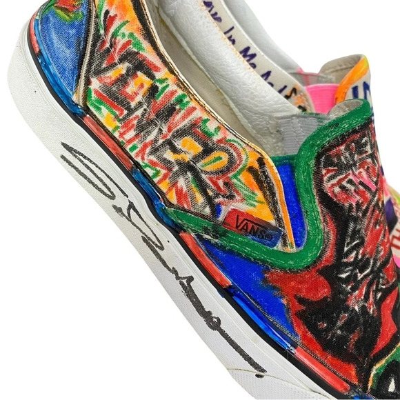 VANS Sneakers Custom Hand Drawn Graffiti Slide On Shoes Women 7.5 Men 6 Upcycled - Picture 7 of 16